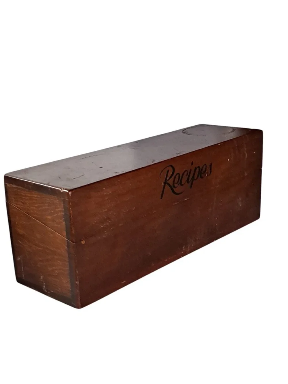 Vintage Solid Wood Double Recipes Card Box